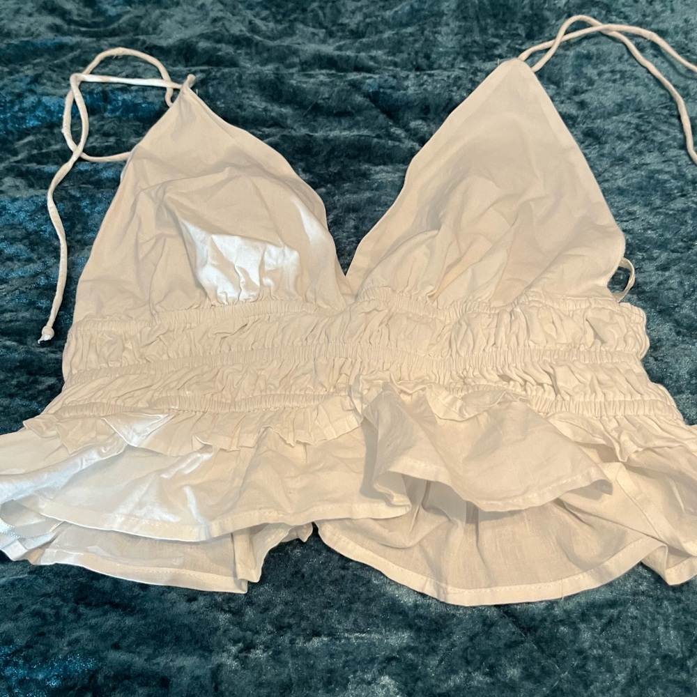 SIM&SAM White low cut tank top